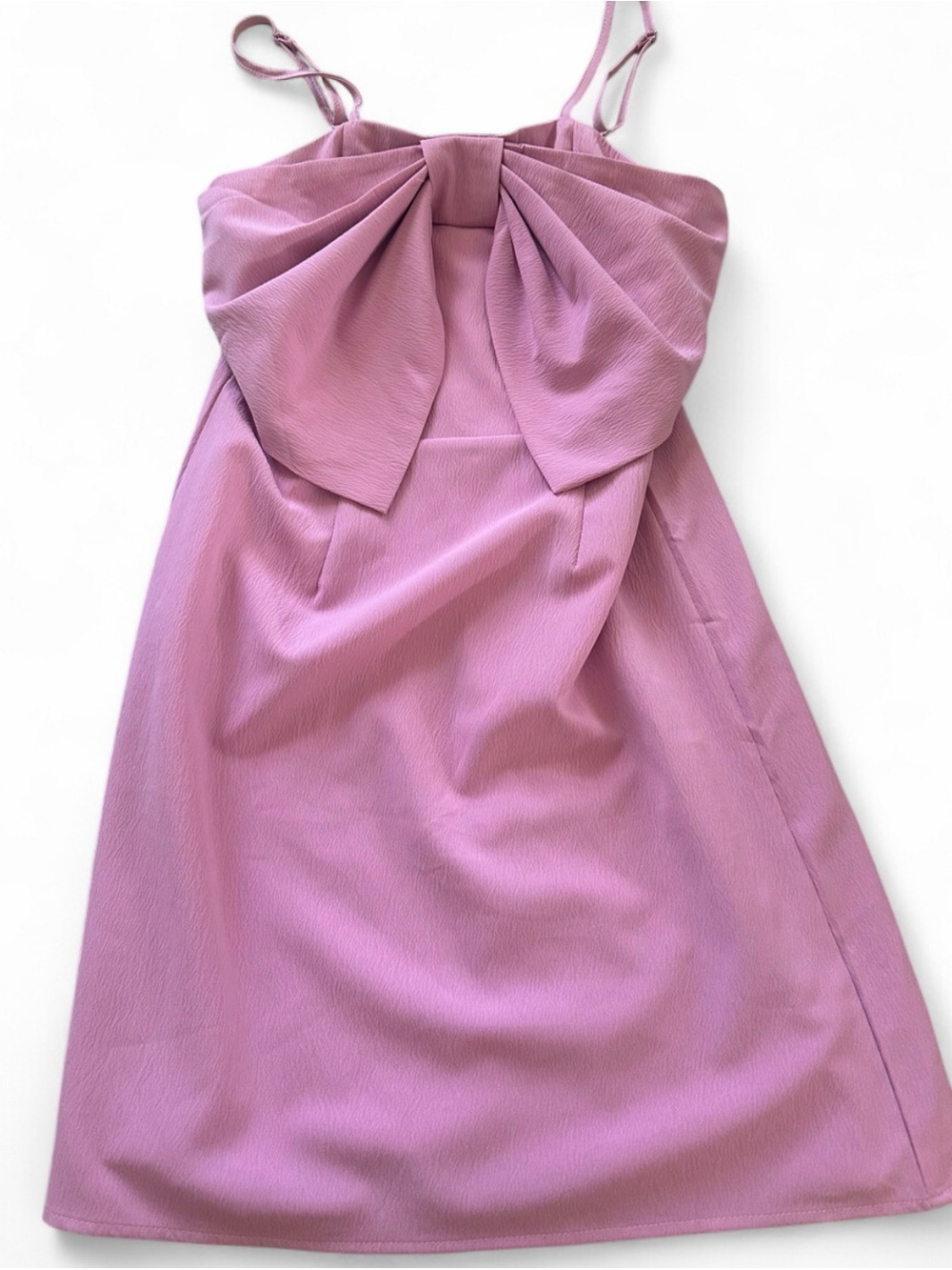 Bow-Front Spaghetti Strap Mini Dress in pink